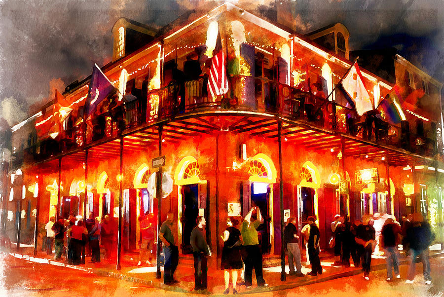 New Orleans Digital Art - Bourbon Street by Galeria Trompiz