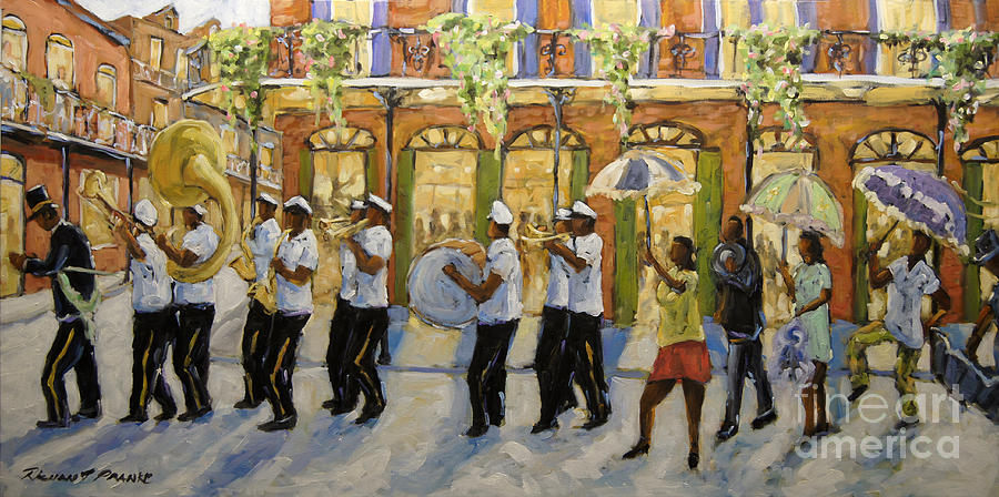 Bourbon Street Second Line New Orleans Painting by Richard T Pranke