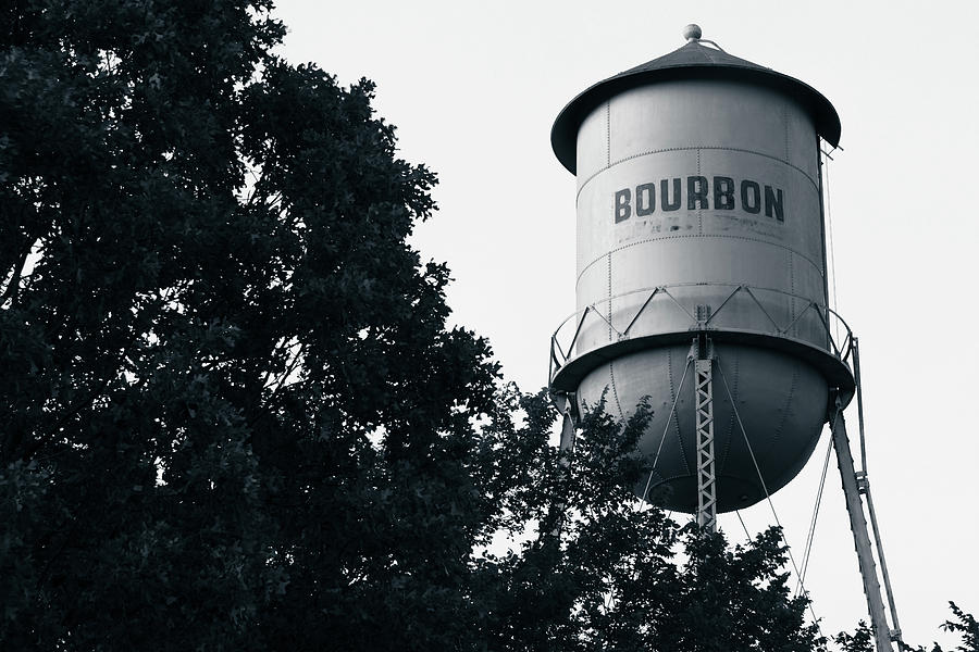 Bourbon Water Tower Pub Art - Black And White Edition Photograph