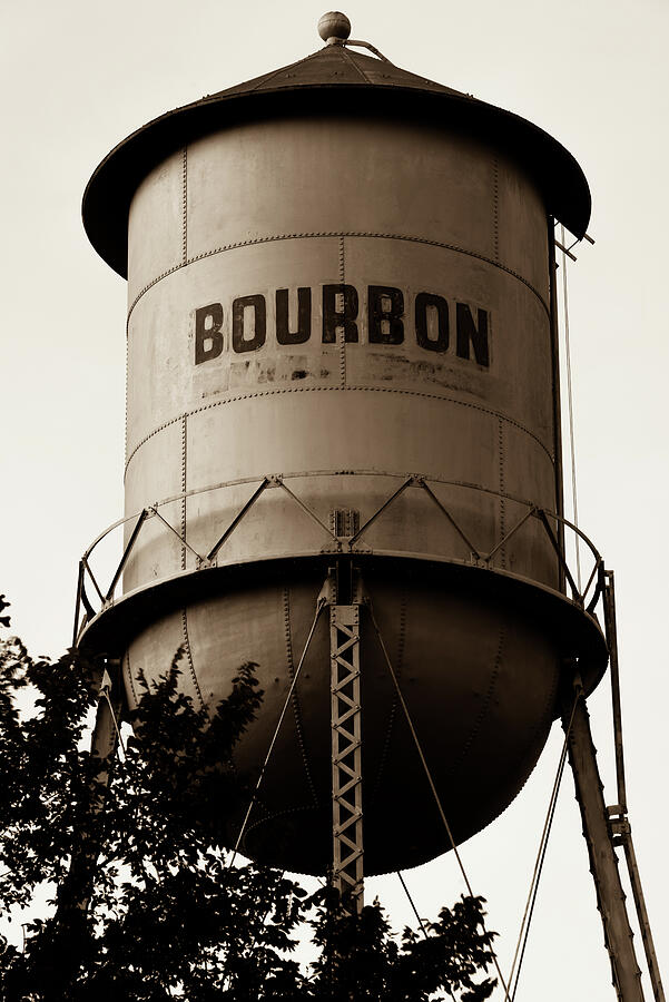 Bourbon Whiskey Vintage Water Tower - Sepia Edition Photograph by Gregory Ballos