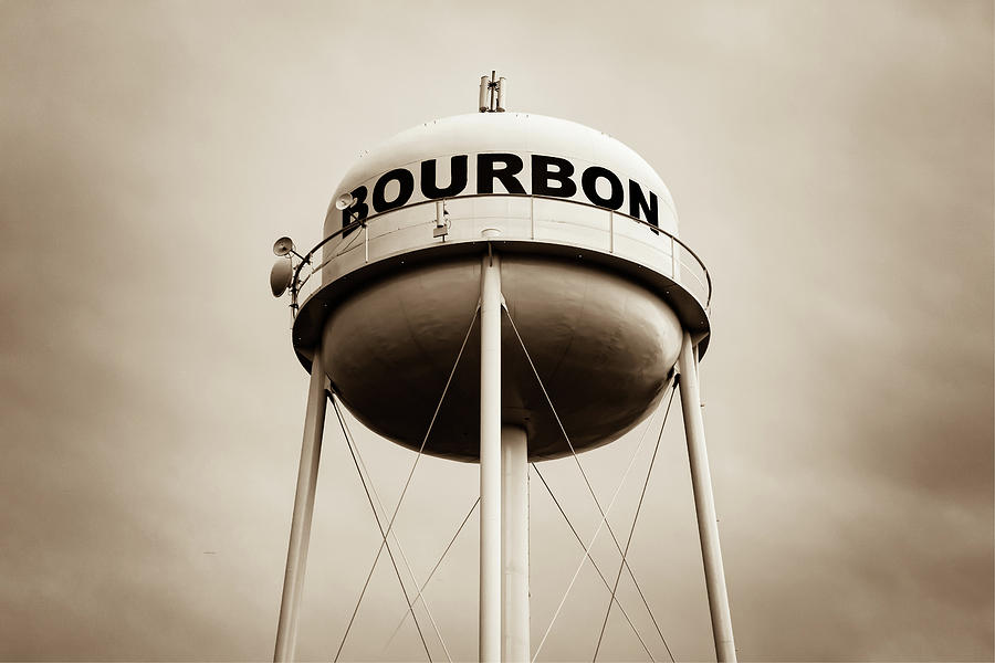 Vintage Photograph - Bourbon Whiskey Water Tower Art - Sepia Edition by Gregory Ballos