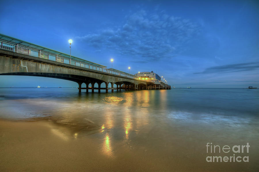 Beach Photograph - Bournemouth Pier Blue Hour by Yhun Suarez