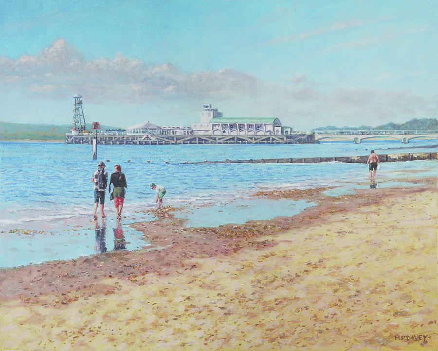 Bournemouth Pier late summer morning Painting by Martin Davey