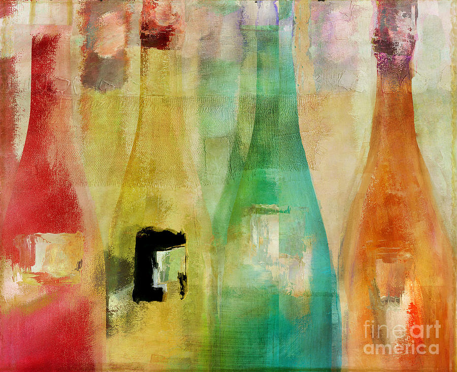 Wine Bottles Painting - Bouteilles by Mindy Sommers