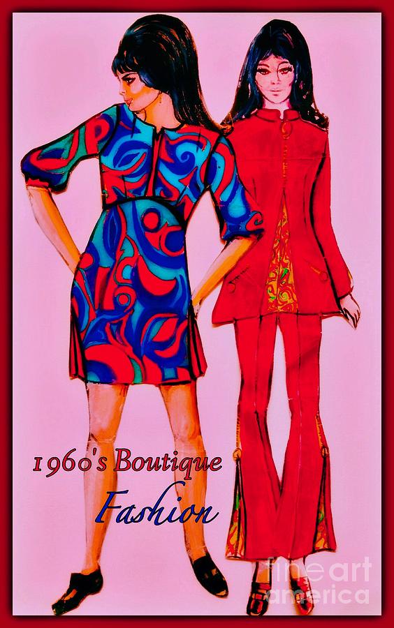 Boutique Fashion 1966 Mixed Media by Joan-Violet Stretch