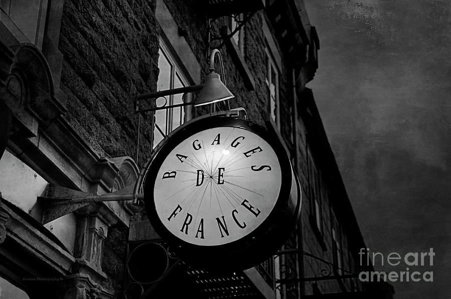 Boutique Sign Black And White Photograph by Maria Angelica Maira
