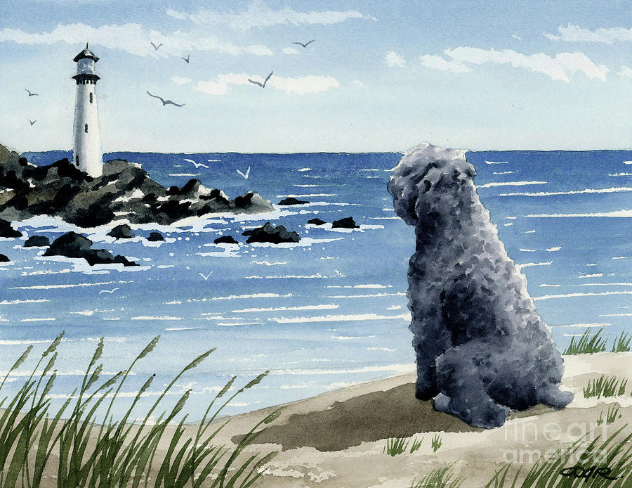 Lighthouse Painting - Bouvier Des Flandres at the Beach by David Rogers