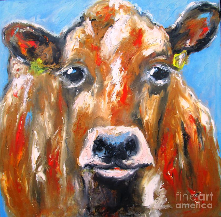 Bovine Cow Available As A Largewall Art Print On Stretched Canvas  Painting by Mary Cahalan Lee - aka PIXI
