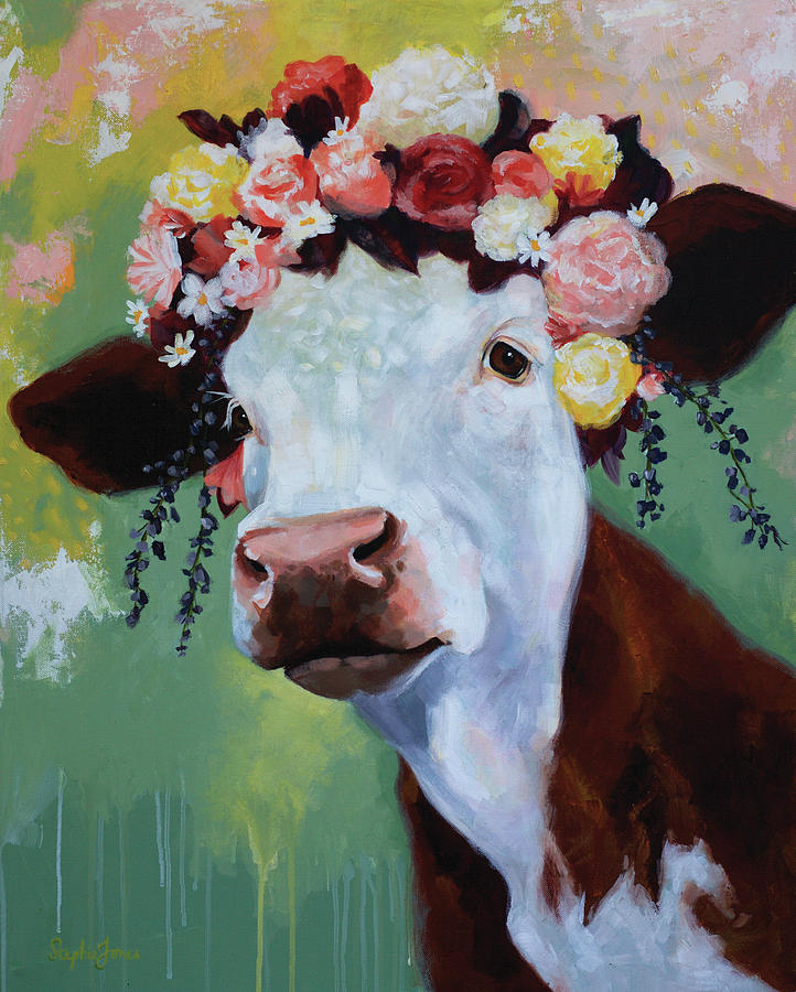 Cow Painting - Bovine Divine by Stephie Jones