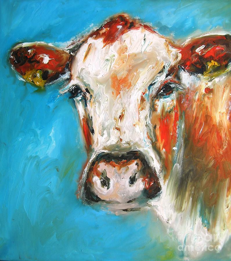 Cow Painting - wall art poster titled Mind your step -mister by Mary Cahalan Lee - aka PIXI