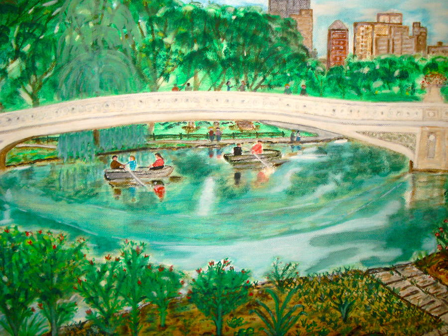 Bow Bridge Central Park Painting by Felix Zapata