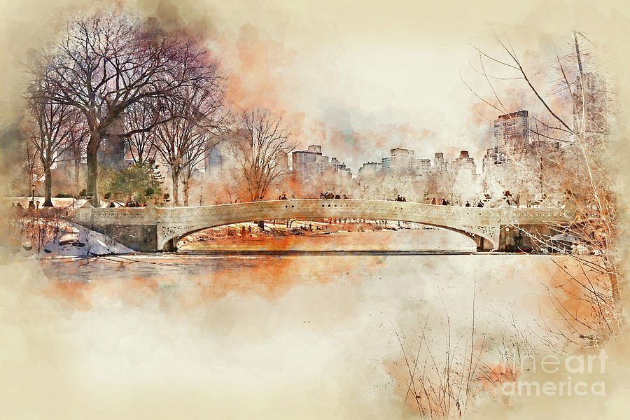 Bow Bridge Central Park New York Digital Art by Ann Garrett