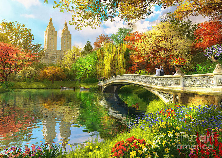 Central Park Digital Art - Bow Bridge by MGL Meiklejohn Graphics Licensing