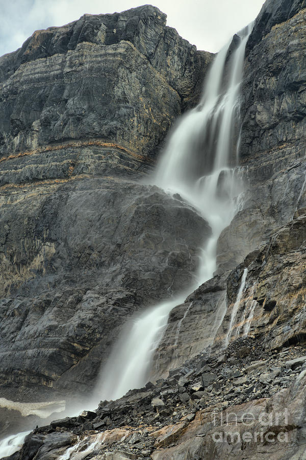 Bow Glacier Waterfall Portrait Photograph by Adam Jewell