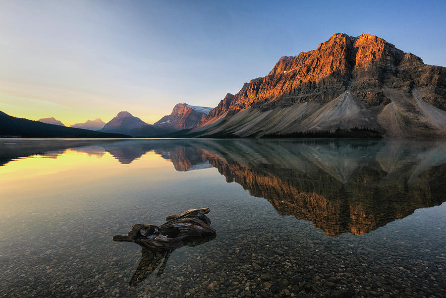 Bow Lake and Crowfoot Mountain Photograph by Dennis Kowalewski