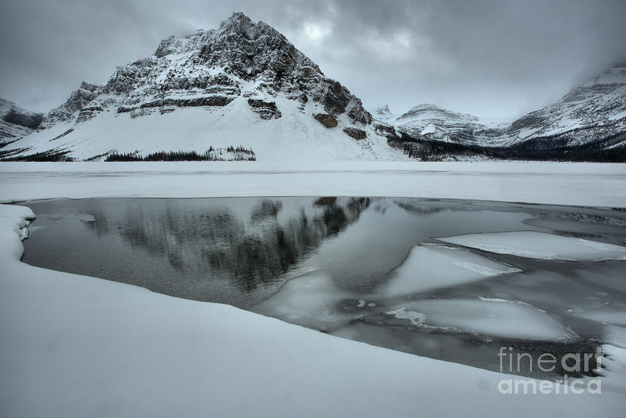 Bow Lake Icebergs And Reflections Photograph by Adam Jewell