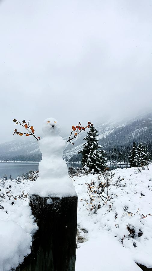 Bow Lake Snowman Photograph by William Slider