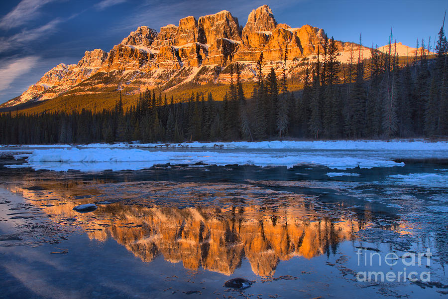 Bow River Sunset Reflections Photograph by Adam Jewell