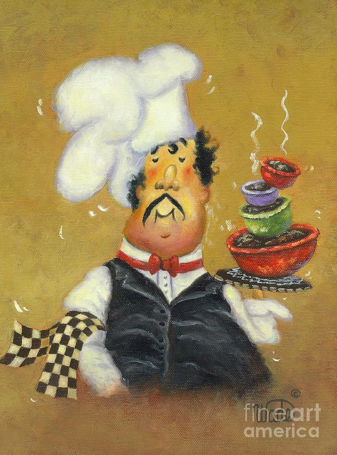 Bow Tie Chef Four Bowl Painting by Vickie Wade - Fine Art America