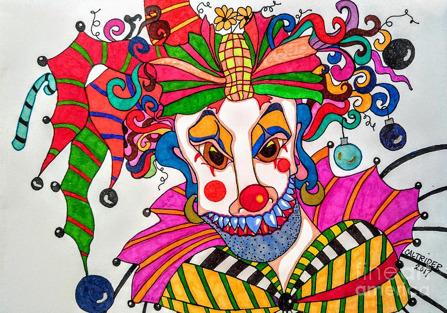 Bow Bow the Christmas Clown Drawing by Alison Caltrider