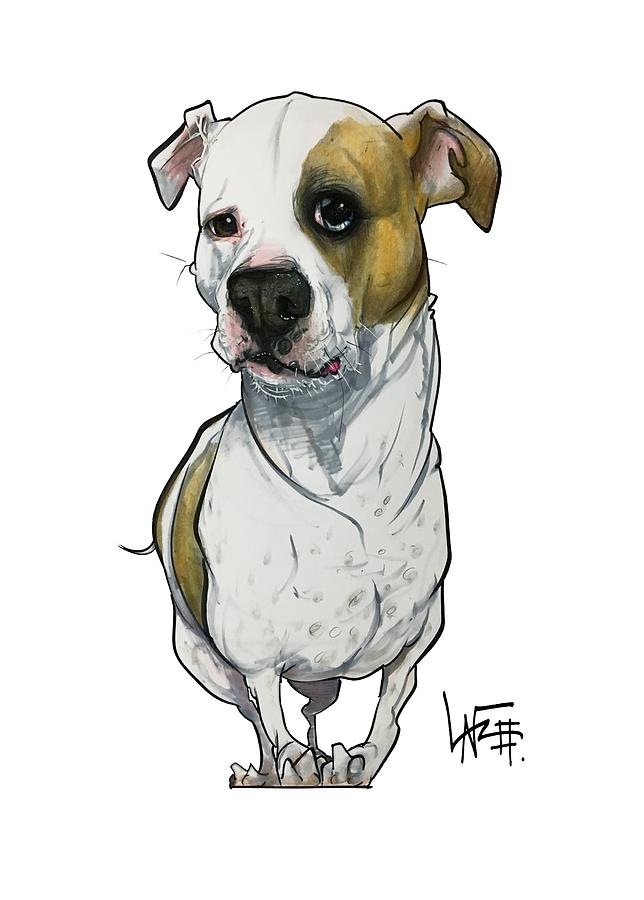Pet Portrait Drawing - Bowie 3374 1 by John LaFree