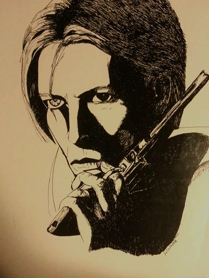 Bowies Got a Gun Drawing by Brenda Salamone