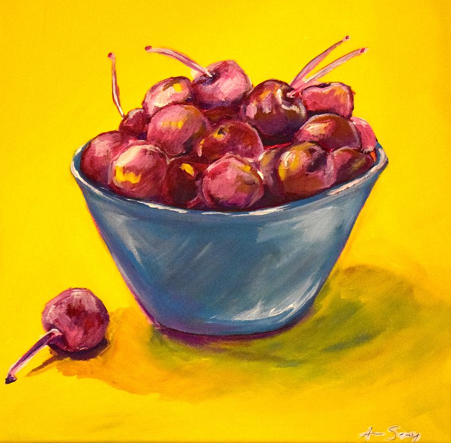Bowl of Cherries Painting by Anne Seay
