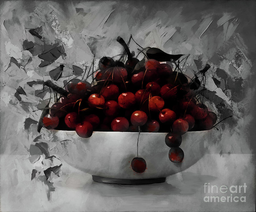 Bowl of Cherries Painting by Gull G