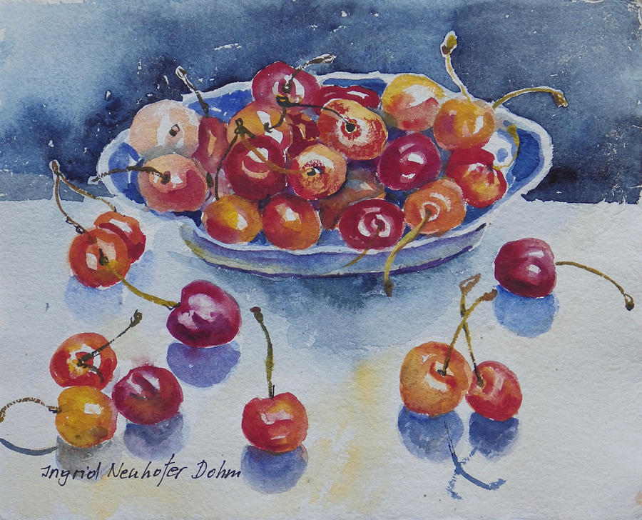 Bowl of Cherries Painting by Ingrid Dohm