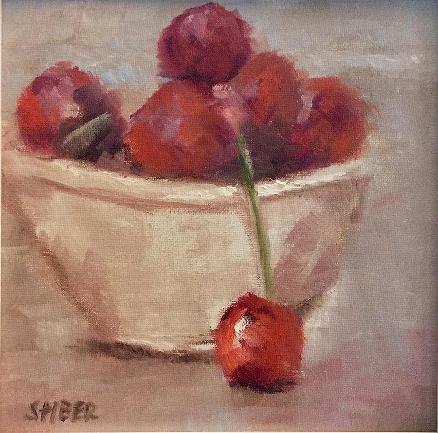 Bowl of Cherries Painting by Kathy Stiber