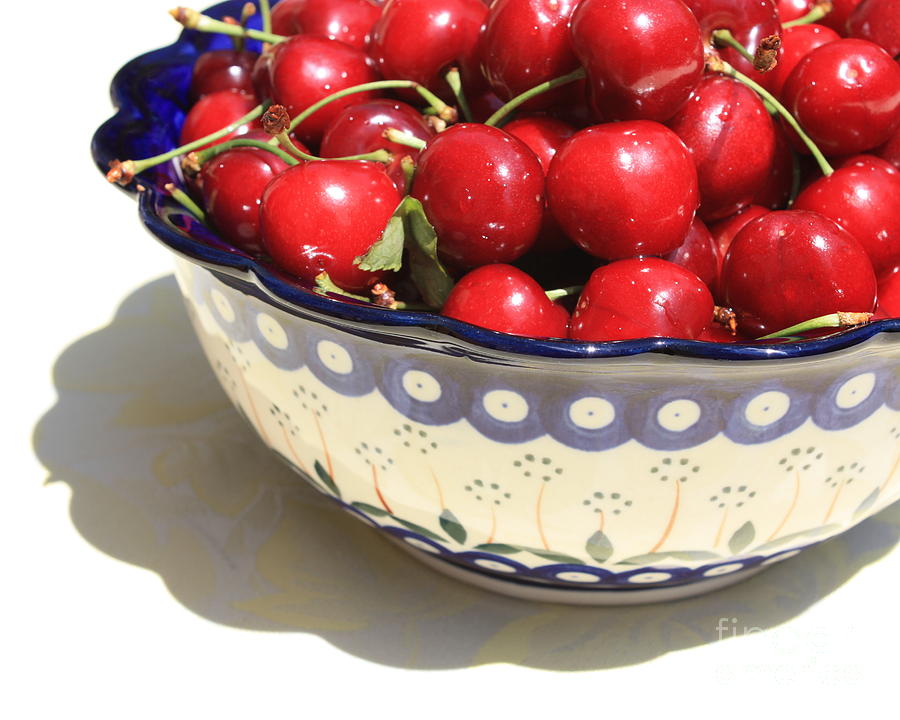 Bowl of Cherries with Shadow Photograph by Carol Groenen