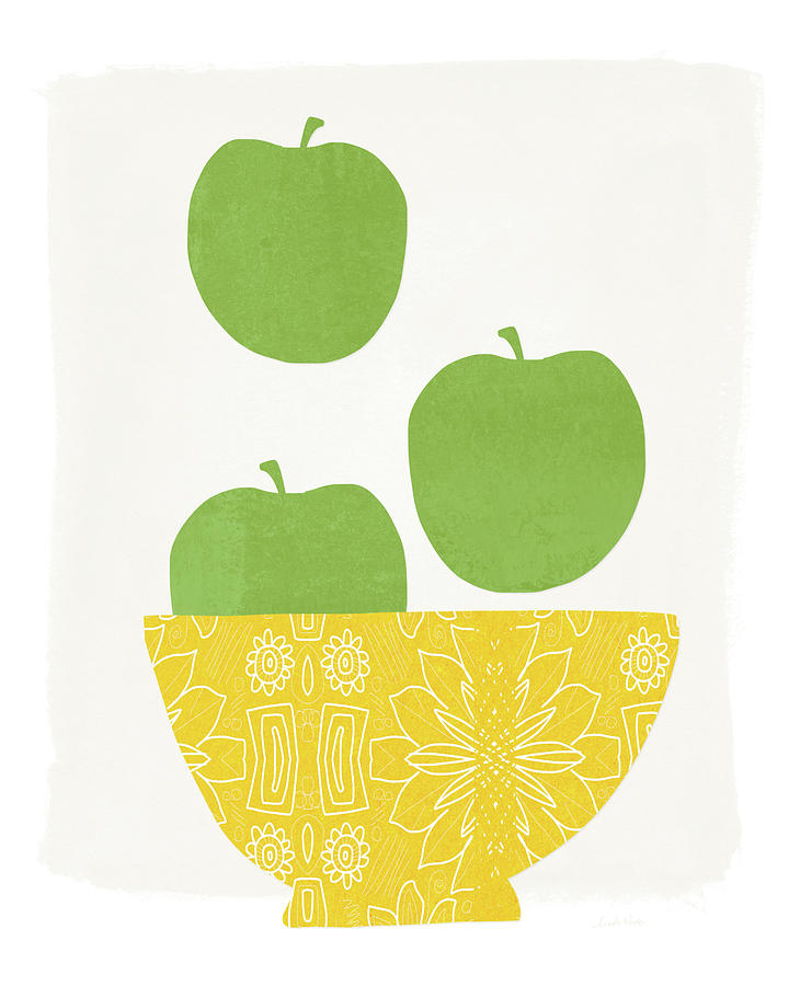 Apples Painting - Bowl of Green Apples- Art by Linda Woods by Linda Woods