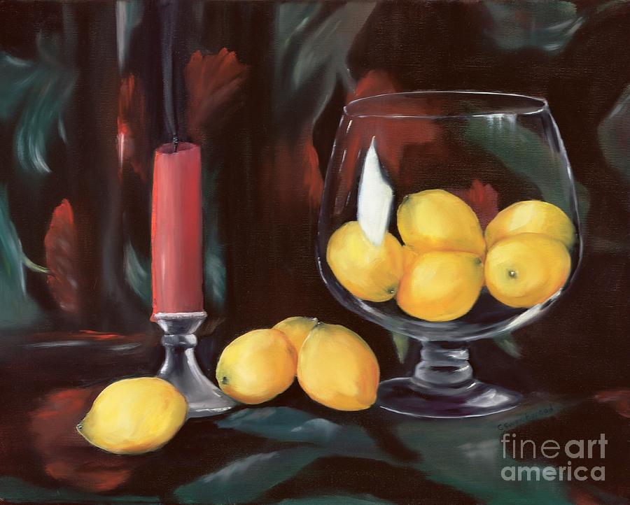 Bowl of Lemons Painting by Carol Sweetwood