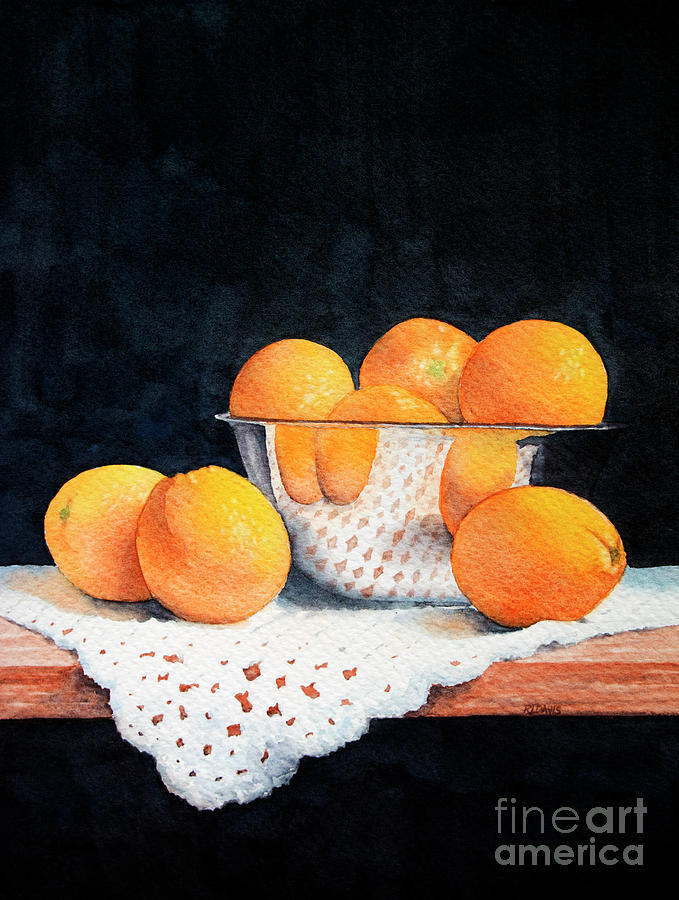 Bowl of Oranges Painting by Rebecca Davis