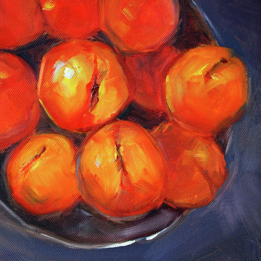 Bowl of Peaches Still Life Painting by Nancy Merkle