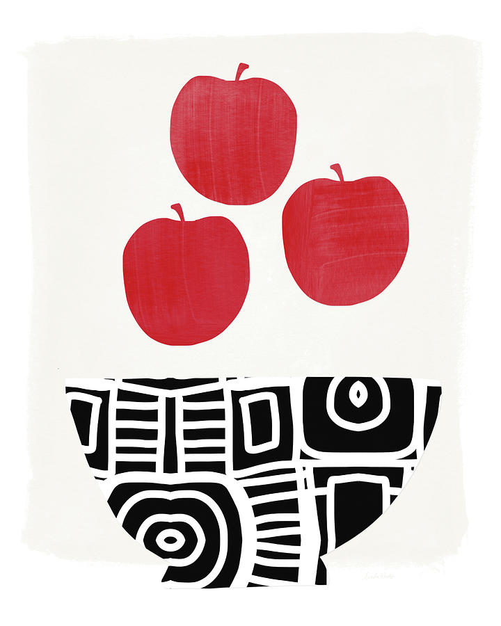 Bowl of Red Apples- Art by Linda Woods Painting by Linda Woods