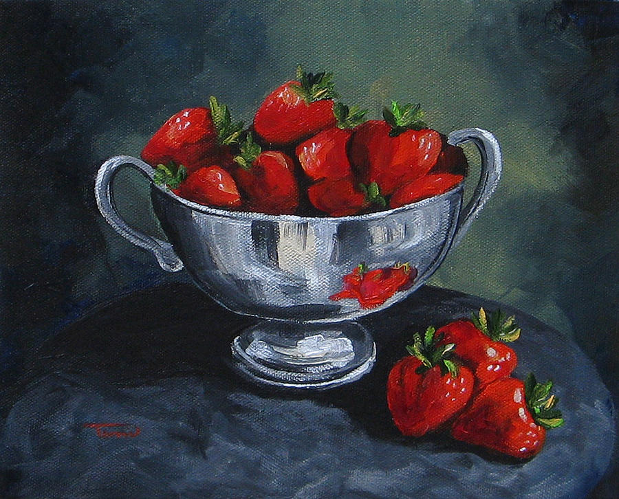 Bowl of Strawberries  Painting by Torrie Smiley