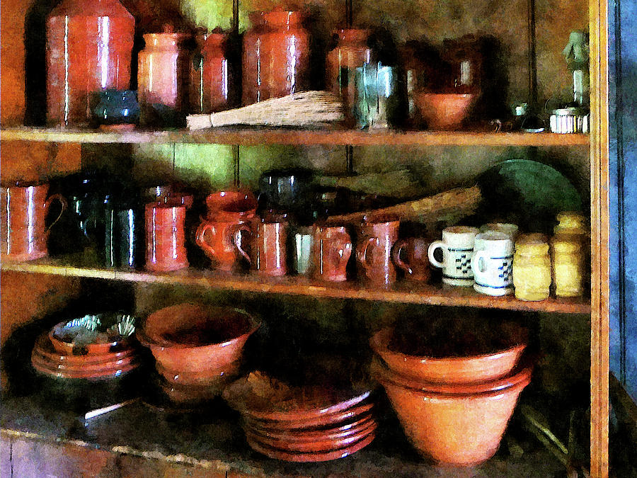 Bowls and Cups in Pantry Photograph by Susan Savad