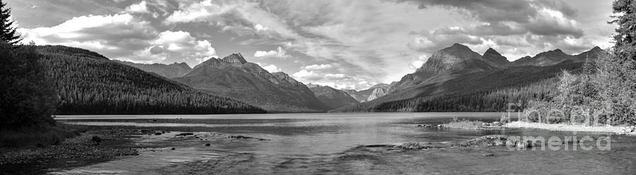 Bowman Lake Black And White Panorama Photograph by Adam Jewell