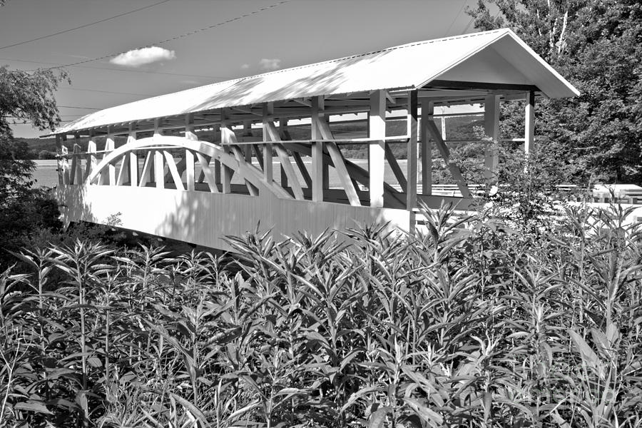 Bowser Covered Bridge Black And White Photograph by Adam Jewell