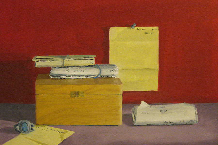 Still Life Painting - Box and Letters by Red Pine