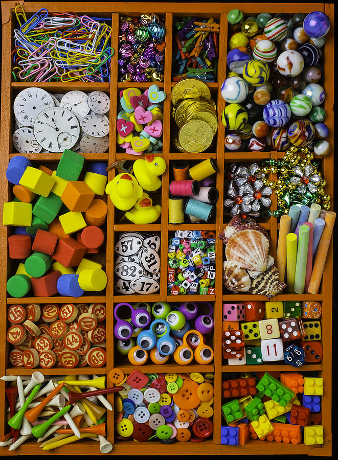 Box Full Of Colorful Objects Photograph by Garry Gay
