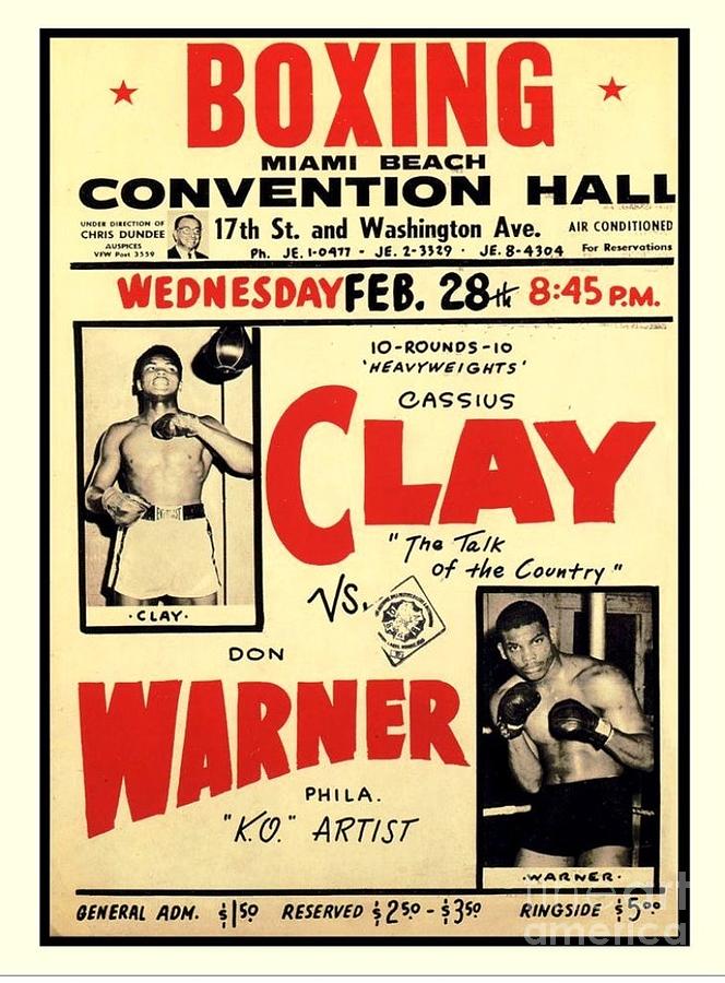 Boxing Poster  Clay vs Warner Painting by Thea Recuerdo
