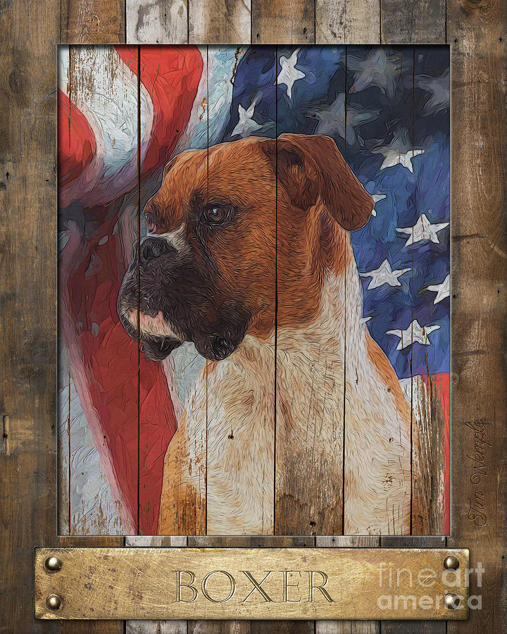 Boxer Flag Poster Digital Art by Tim Wemple