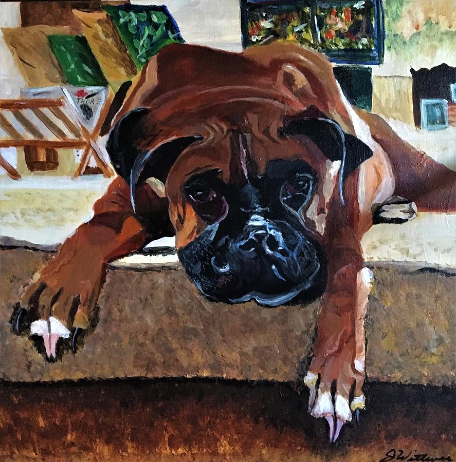 Boxer Thor Painting by Julie Wittwer