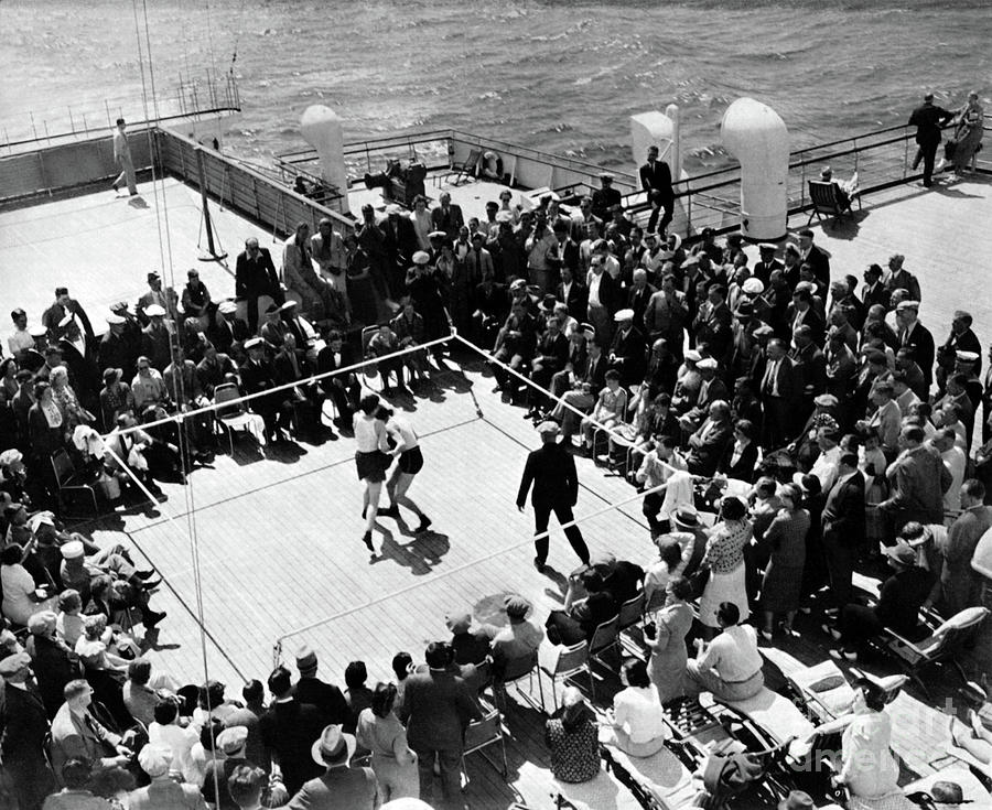 Boxing exhibition Queen Mary 1938 Photograph by Sad Hill - Bizarre Los Angeles Archive