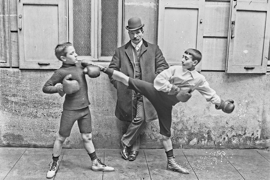 Boxing under eyes of Master, 1904 Photograph by Vincent Monozlay