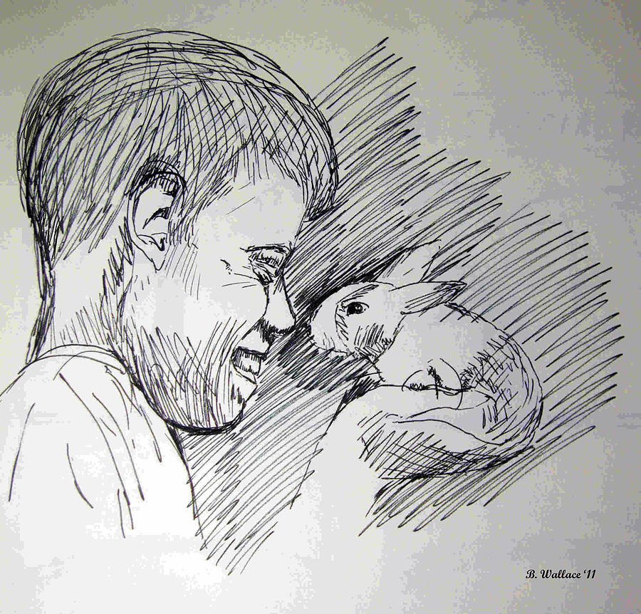 Boy and Bunny Drawing by Brian Wallace