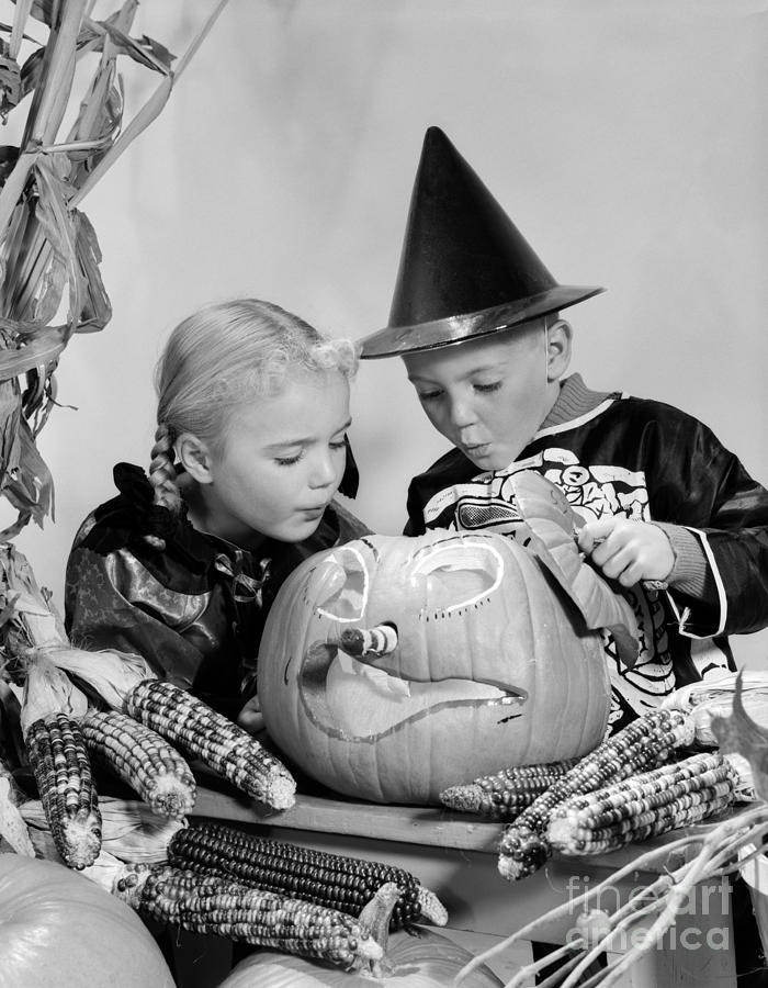 Boy And Girl In Halloween Costumes Photograph by H. Armstrong Roberts/ClassicStock