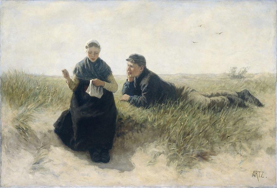 Boy And Girl In The Dune  David Adolph Constant Artz 1870  . 1890 Painting